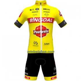 Fietskleding (Fietsshirt + Korte Koersbroek) 2022 Bingoal Pauwels Sauces WB - Rood Neongeel
